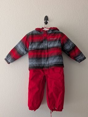 Columbia Toddler 18-24M Snow Bib And Jacket Red/Gray